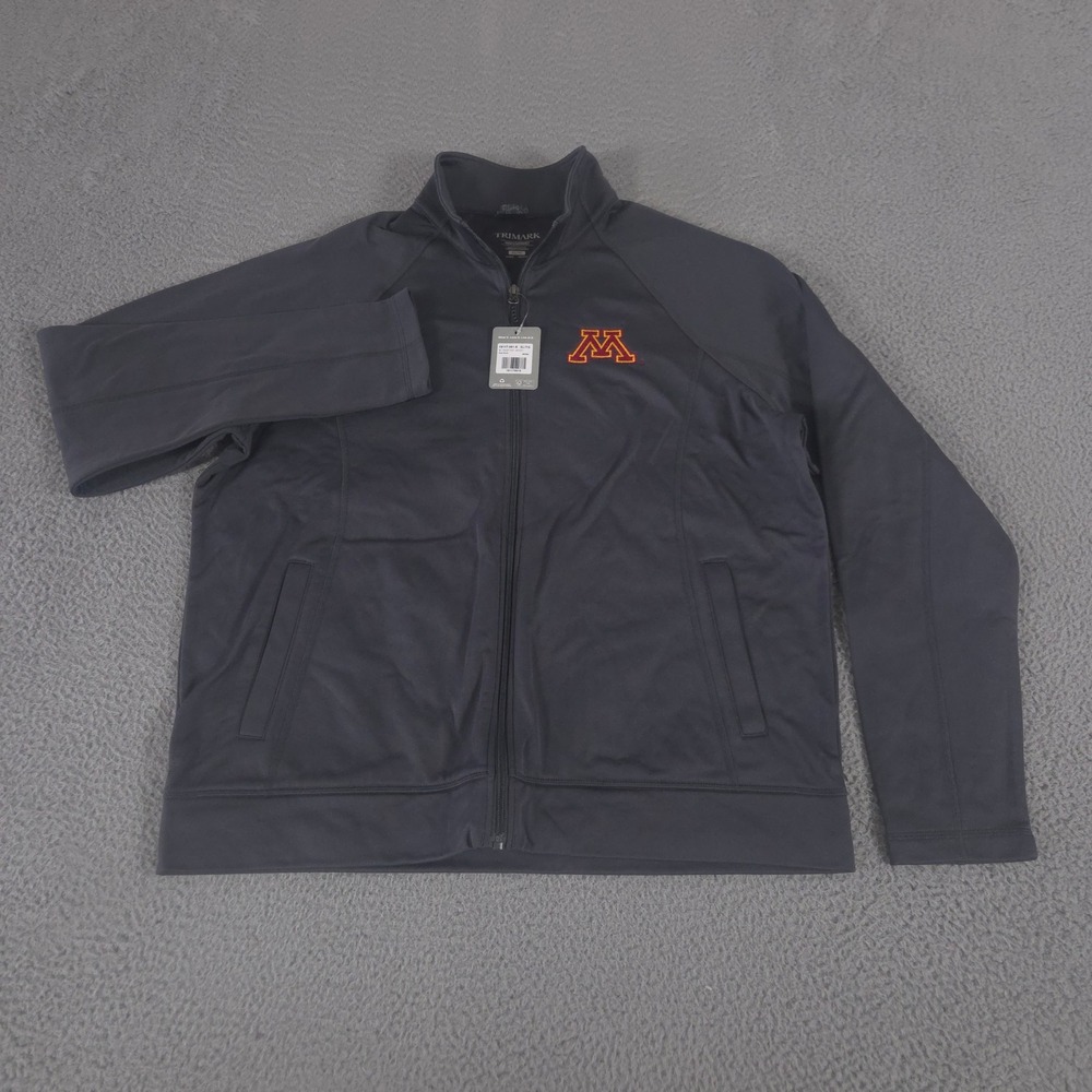 Trimark Jacket Men XL Gray Okapi Knit Minnesota Golden Gophers NCAA Full Zip NEW